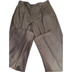 Perry Ellis America Mens Charcoal Gray Dress Pants 32 X 32 Pleated Cuffed Hem
